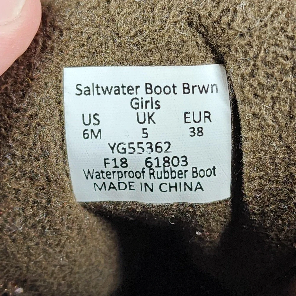 Sperry Saltwater Duck Boots‎ Womens 7.5 to 8 Girls 6 Brown Waterproof Rain Shoes